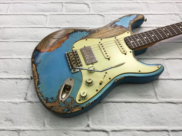 CSS Lake Placid Blue over Sunburst HSS Heavy Relic Ash '60s