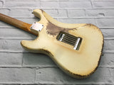 Fraser Guitars : CSS White HSS Medium Relic Ash 60s : Retro Vintage Custom Aged S-Style Guitar