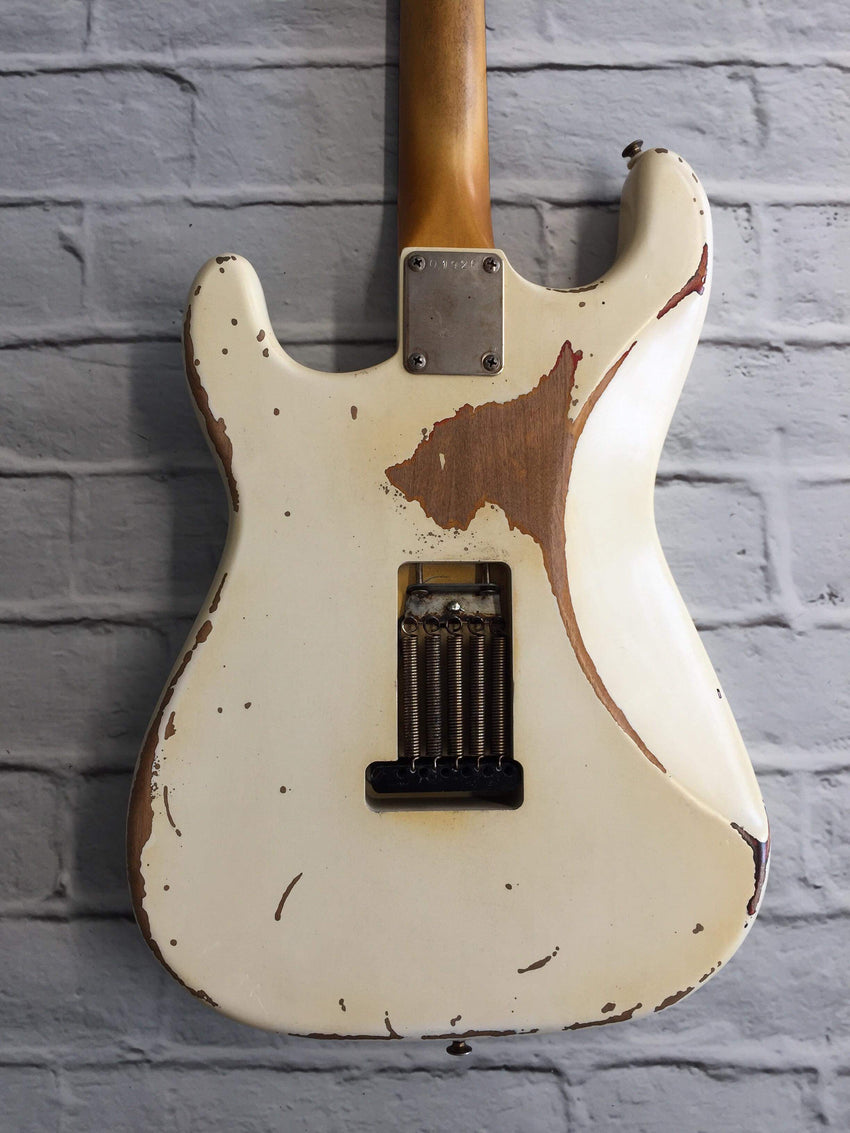 Fraser Guitars : CSS Olympic White over Sunburst Medium Relic 60s : Retro Vintage Aged Custom S-Style Guitar