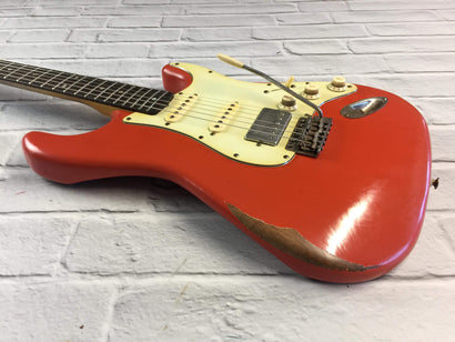 Fraser Guitars : Custom Series : CSS Fiesta Red HSS LIght Relic 60s : Vintage Aged S-Style Relic Guitar