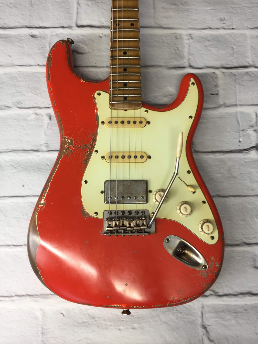 Fraser Guitars : Custom Series : CSS Fiesta Red HSS Medium Relic 60s : Vintage Aged S-Style Relic Guitar