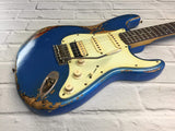 Fraser Guitars : Custom Series : CSS Lake Placid Blue over Sunburst HSS Medium Relic Ash 60s
