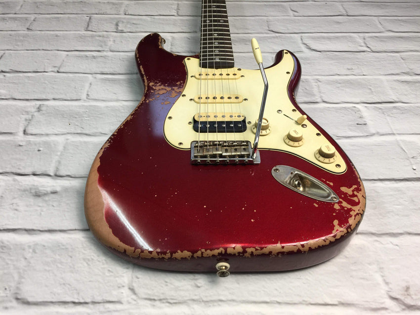 Fraser Guitars : Custom Series : CSS Candy Apple Red HSS Medium Relic 60s : Retro Vintage Aged Custom S-Style Relic Guitar