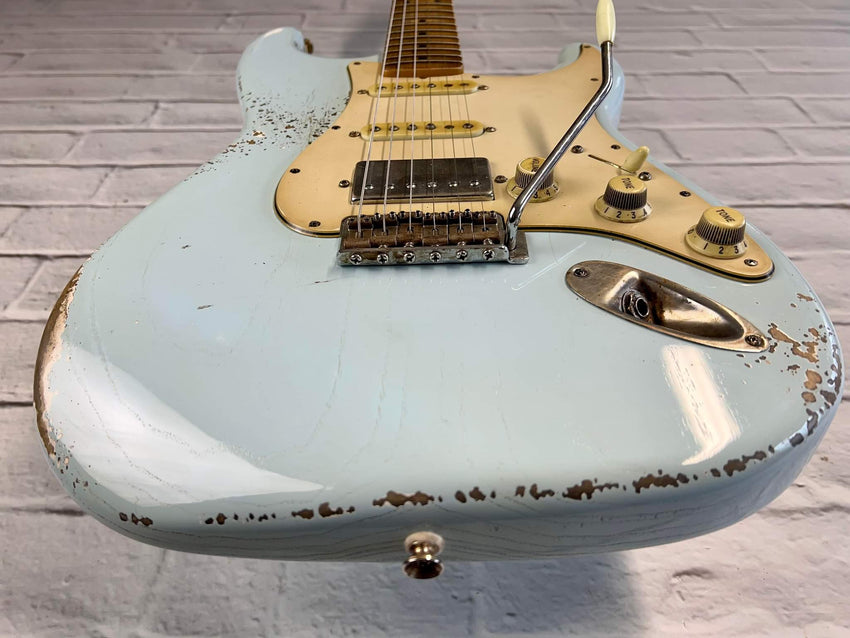 Fraser Guitars : Custom Series : CSS Sonic Blue HSS Medium Relic Ash 60s : Vintage Aged S-Style Relic Guitar