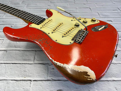 Fraser Guitars : Vintage Series : VSS Fiesta Red Medium Relic 60s : Retro Vintage Aged Custom S-Style Guitar