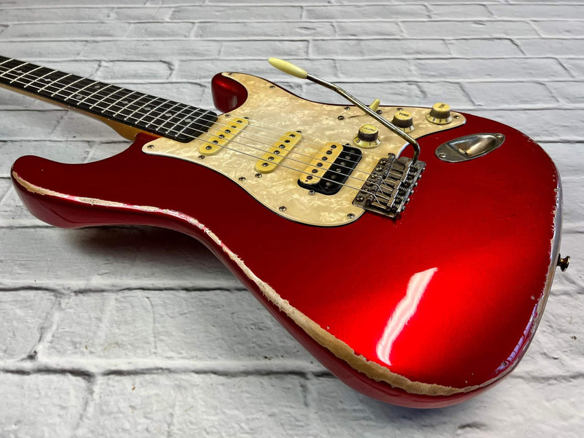 Fraser Guitars : Custom Series : CSS Candy Apple Red HSS LIght Relic 60s : Vintage Aged S-Style Relic Guitar 