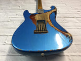 Fraser Guitars : Custom Series : CSS Lake Placid Blue over Sunburst Heavy Relic Ash 60s : Vintage Aged S-Style Relic Guitar